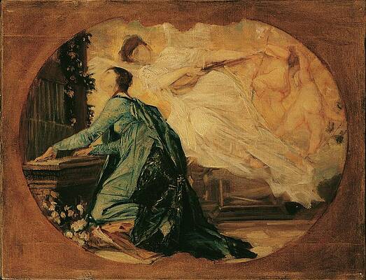 Wall Art - Painting - Organ Player by Gustav Klimt