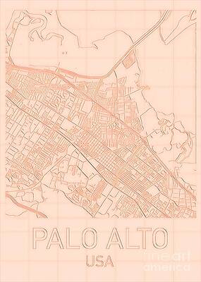 Wall Art - Digital Art - Palo Alto Blueprint City Map alt by HELGE Art Gallery