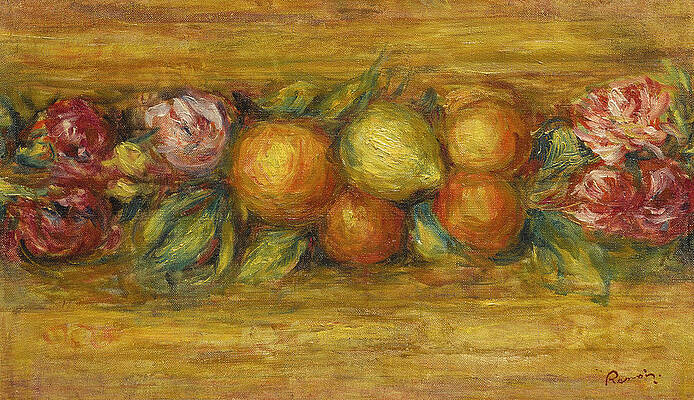 Panel of Fruits and Flowers Print by Pierre-Auguste Renoir
