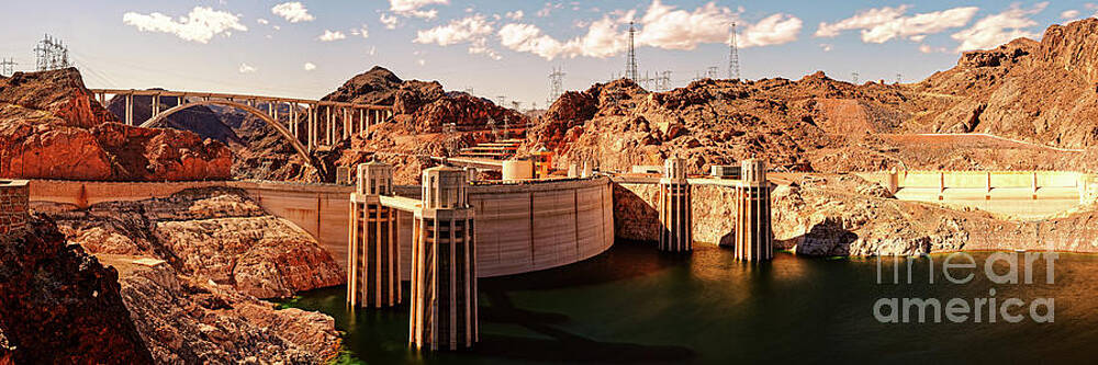 Wall Art - Photograph - Panorama of Hoover Dam Black Canyon and Colorado River - Nevada Arizona Mojave Desert by Silvio Ligutti