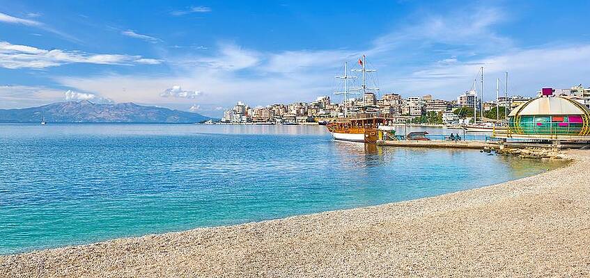 Wall Art - Photograph - Panoramic View Of Saranda Resort Beach by Jan Wlodarczyk