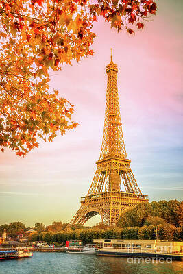 Wall Art - Photograph - Paris, Eiffel tower in autumn by Delphimages Paris Photography