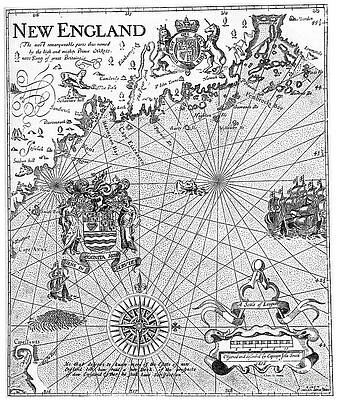 Wall Art - Drawing - Part Of Captain John Smiths Map Of New by Print Collector