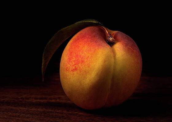 Beautiful peach on wooden board by Alessandra RC Beautiful peach on wooden board by Alessandra RC