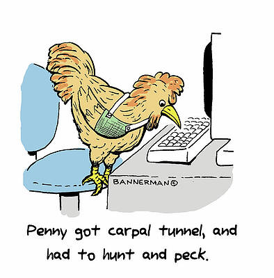 Wall Art - Drawing - Penny Got Carpal Tunnel, And Had To Hunt And Peck by Isabella Bannerman