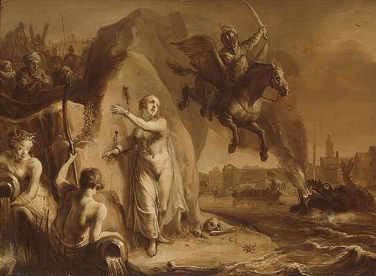 Wall Art - Painting - Perseus and Andromeda. Allegory of the liberation of the Netherlands by Prince Frederik Hendrik. ... by Pieter Symonsz Potter -attributed to-