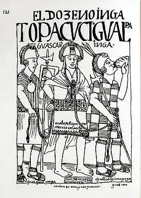 Wall Art - Drawing - Peruvian codex. 'Nueva Cronica y Buen Gobierno'. Atahualpa dethroned. Madrid, National library. by Felipe Guaman Poma de Ayala -c 1535-c 1617-