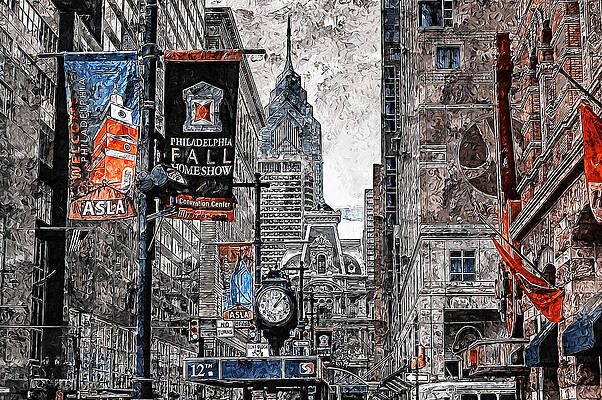 Landscape Wall Art featuring the painting Philadelphia, Pennsylvania - 19 by AM FineArtPrints