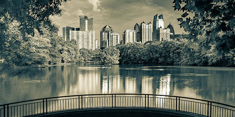 Wall Art - Photograph - Piedmont Park Panorama - Atlanta Skyline in Sepia by Gregory Ballos