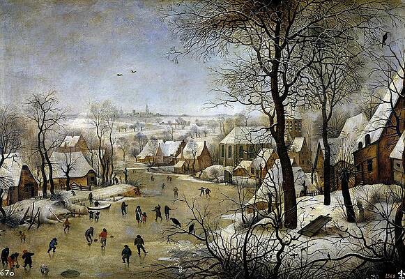 Wall Art - Painting - Pieter Brueghel 'el Joven' / 'Winter Landscape with a Bird Trap', ca. 1601, Flemish School. by Pieter Brueghel the Younger -1564-1638-