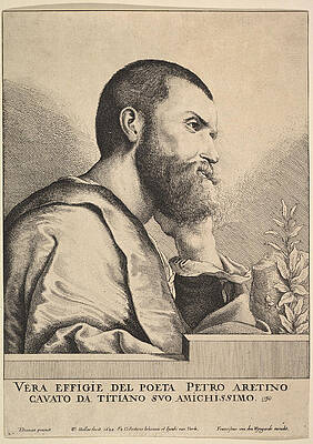 Pietro Aretino Print by Wenceslaus Hollar