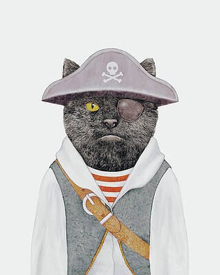 Wall Art - Painting - Pirate Cat by Animal Crew