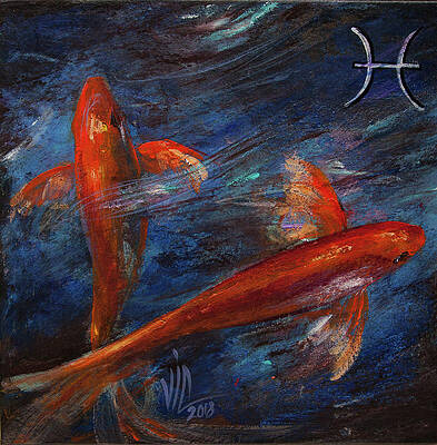 Pisces Zodiac Astrological Sign Painting On leather by Vali Irina Ciobanu by Vali Irina Ciobanu Pisces Zodiac Astrological Sign Painting On leather by Vali Irina Ciobanu by Vali Irina Ciobanu