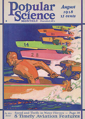 Wall Art - Painting - Popular Science Magazine Cover August 1928 Issue by Popular Science