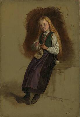 Wall Art - Painting - Portrait Of Syneve Larsdatter From Vikr by Adolph Tidemand