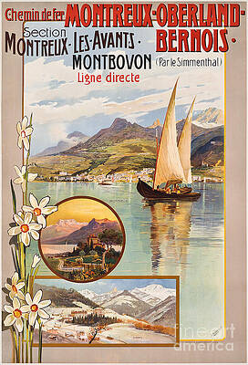 Wall Art - Drawing - Poster Advertising Montreux-oberland-bernois Train Journeys, C. 1910 by Anton Reckziegel