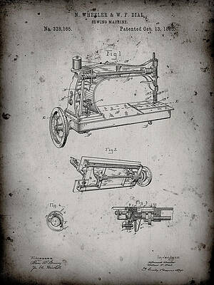 1885 Wheeler Sewing Machine Patent Vintage Look Metal Sign or Matted Print for 11x14 Frame