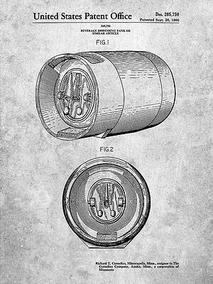 Wall Art - Digital Art - Pp730-slate Beer Keg Patent Poster by Cole Borders