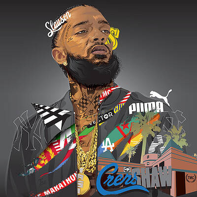 Print Nipsey Hussle Digital Painting Hip Hop Canvas The Marathon Continues Victory Lap Music Poster Rap