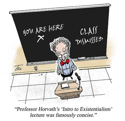Wall Art - Drawing - Professor Horvath's 'intro To Existentialism' Lecture by Tim O'brien