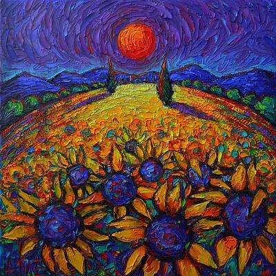 Field Of Sunflowers Paintings Fine Art America