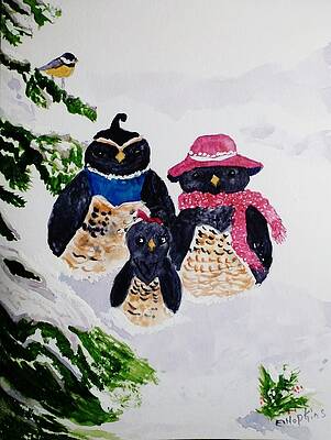 Quail Family in Winter #1 by Eileen Hopkins Quail Family in Winter #1 by Eileen Hopkins