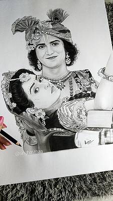 radha krishna drawing