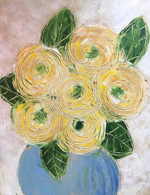 Ranunculus in blue vase by Monica Martin Ranunculus in blue vase by Monica Martin