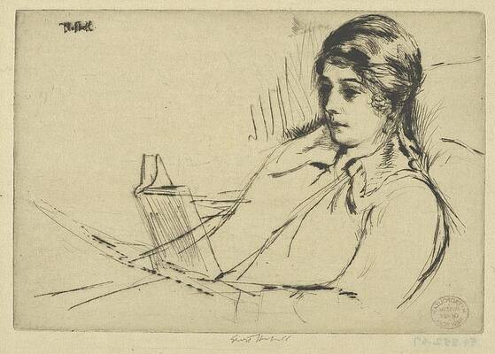 Wall Art - Drawing - Reading by Ernest Haskell