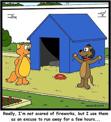 Wall Art - Drawing - Really, I'm Not Scared Of Fireworks, But I Use Them As An by Hagen