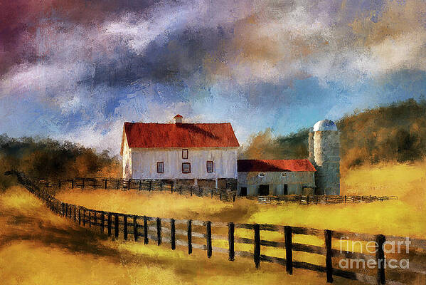 Wall Art - Digital Art - Red Roof Barn In Autumn by Lois Bryan