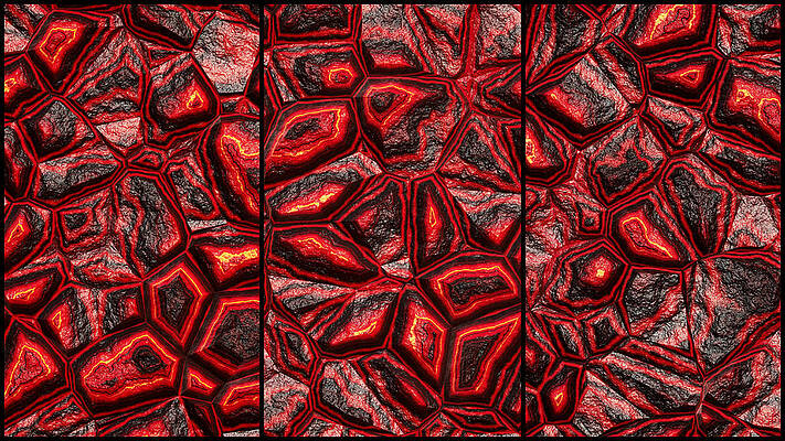 Wall Art - Digital Art - Reddish Bumpy Wall Abstract Triptych by Don Northup