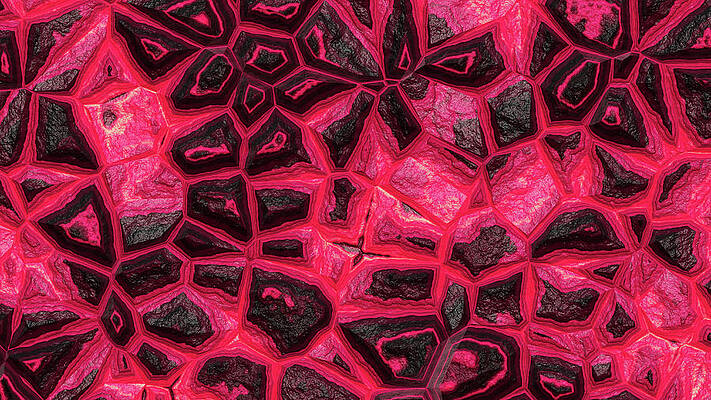 Wall Art - Digital Art - Reddish Flower Stone Wall by Don Northup