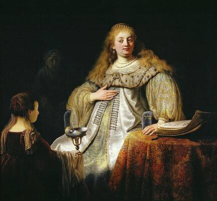 Wall Art - Painting - Rembrandt Harmensz van Rijn / 'Judith at the banquet of Holofernes', 1634, Dutch School. Sofonisba. by Rembrandt -1606-1669-