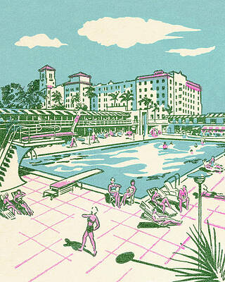 Wall Art - Drawing - Resort Pool by CSA Images