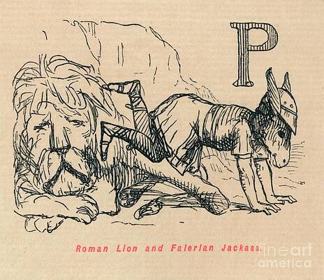 Wall Art - Drawing - Roman Lion And Falerian Jackass by Print Collector