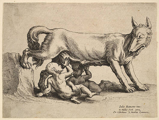 Romulus and Remus Print by Wenceslaus Hollar