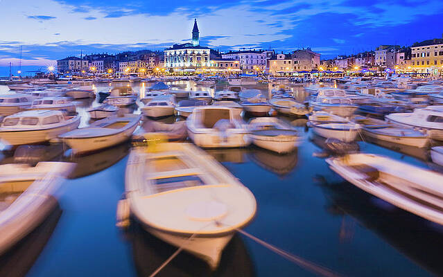 Rovinj Harbor At Sunset Print by David Madison