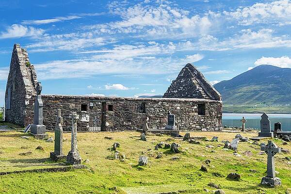 Ancient Ruin Wall Art featuring the digital art Ruins At Sean Reilig, Ireland by Sebastian Wasek