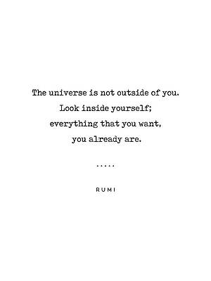 Wall Art - Mixed Media - Rumi Quote 22 - Minimal, Sophisticated, Modern, Classy Typewriter Print - The universe is inside you by Studio Grafiikka