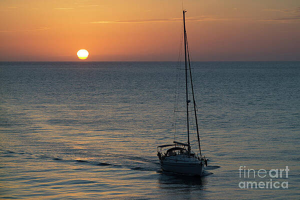 Wall Art - Photograph - Sailboat Heading Home at Sunset Cadiz Spain by Sapiens Verbum