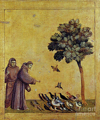Wall Art - Painting - Saint Francois Of Assisi Preaching by Giotto Di Bondone
