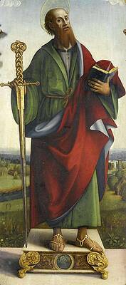 Wall Art - Painting - Saint Paul. by Macrino d' Alba -attributed to-