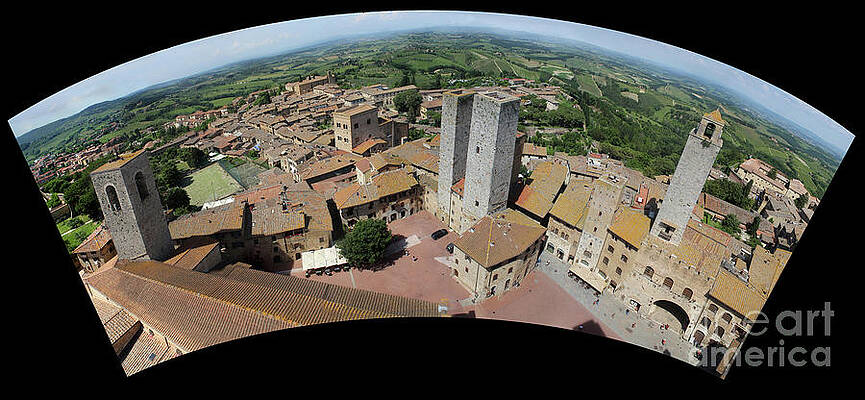 San Gimignano city and panoramic landscape viewed from top of to by Adam Long San Gimignano city and panoramic landscape viewed from top of to by Adam Long