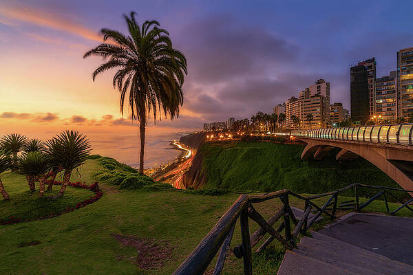 Wall Art - Photograph - Saying Goodbye To The Day In Front Of The Villena Bridge In Miraflores, Lima. by Cavan Images