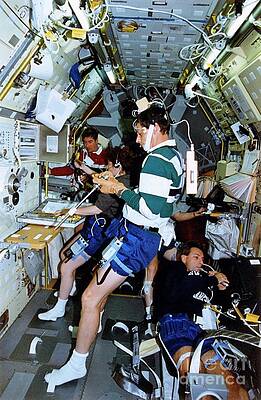 Wall Art - Photograph - Scene Inside The Life And Microgravity Spacelab by Science Photo Library