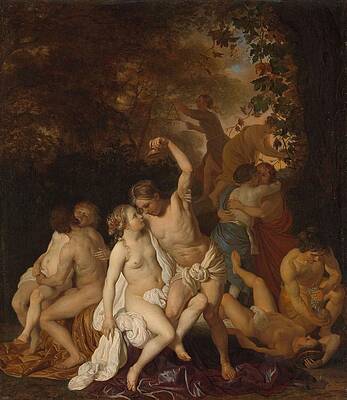Wall Art - Painting - Scene with Bacchantes. by Jacob van Loo -mentioned on object-