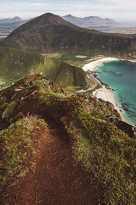 Wall Art - Photograph - Scenic View Of A Beach, Mountains And The Path To Go Down by Cavan Images