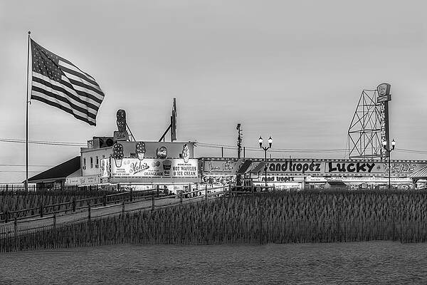 Wall Art - Photograph - Seaside Heights Boardwalk  BW by Susan Candelario