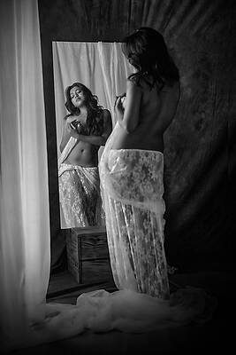 Wall Art - Photograph - Seductive Lady In Front Of A Mirror by Partha Bhattacharyya